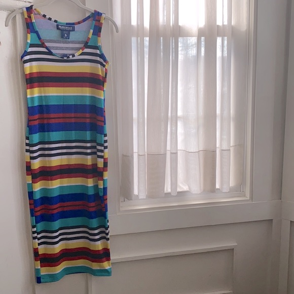 Striped Fitted Midi Tank Top Dress NWT Size S - Picture 5 of 8